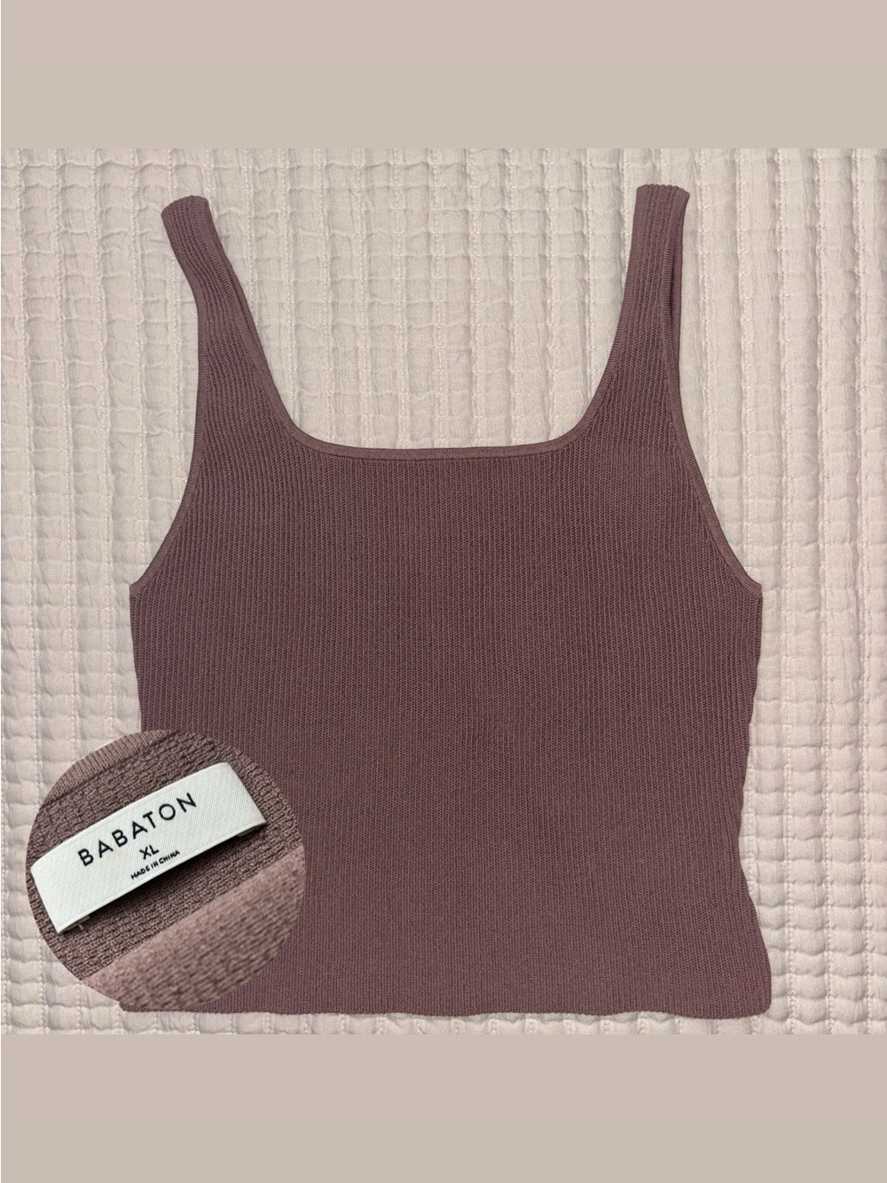 Aritzia Babaton Tank Top Women’s XL Mauve Sleeveless Stretch Ribbed